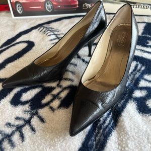 Coach Amy Black Pebbled Leather Pointed Toe Pumps Heels Women's Size US 11 B